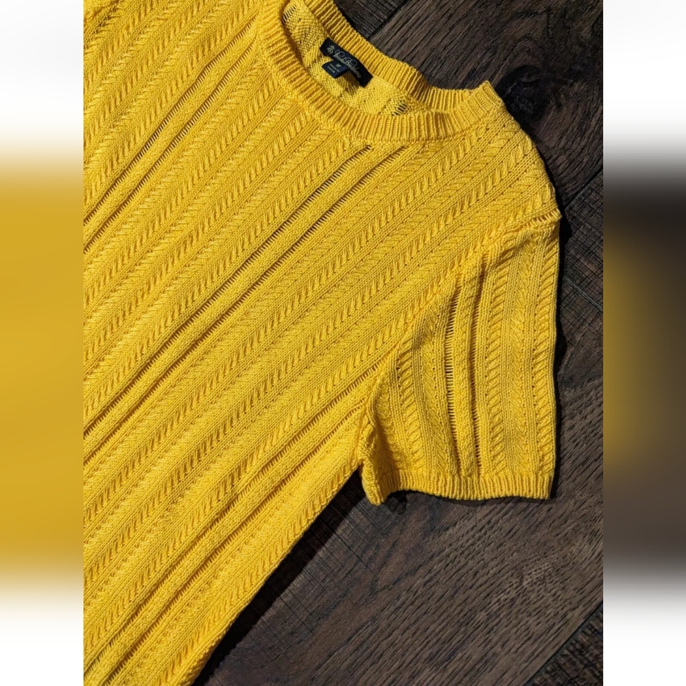 Brooks Brothers Sweater Womens Medium Goldenrod Short Sleeve Blouse 100% Cotton - Picture 4 of 14